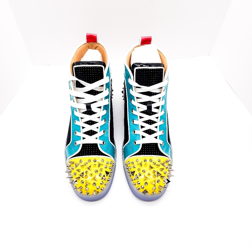 CHRISTIAN LOUBOUTIN Spike MultiColor HighTop Spikes Designer Sneakers Shoes EU43 - Picture 3 of 8
